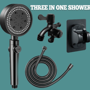 3In 1 Kepala Shower Set Mandi Hitam Premium Shower Head Set 5 Mode Adjustable