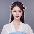 MZP Chinese Hair Accessories Retro Girl Hair Accessories Ancient Headwear Hair Band Chinese Wedding Bride Headpiece Metal Hairpin Tassel Ribbon Hanfu Hair Crown Ancient Style Hairpin Chinese Style Headwear Flower Headband. 