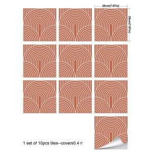 GORGE 10Pcs Floral Pattern Wall Tile Sticker Self-Adhesive Matte Peel And Stick Tile Boho DIY Tile Decal Home Renovation