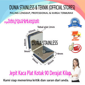 Jepit Kaca Plat Kotak 90 Derajat Kilap