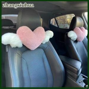 zhangxiuhua Heart-Shaped Car Headrest Plush Love Neck Pillow Seat Universal Lumbar Pillow Support Accessories Back Car Cushion