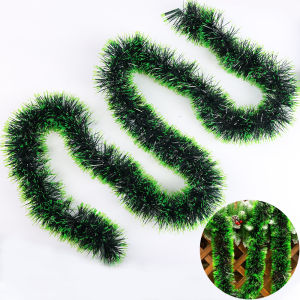 2M Christmas Red and Green Reflective Long Wool Strips Wall Hanging Wool Strips Christmas Ribbon Decoration