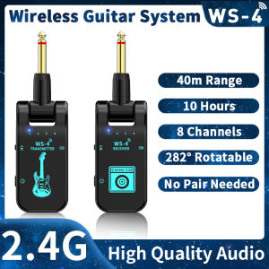 2.4G Wireless Guitar System Rechargeable Guitar Transmitter Receiver Plug Play Real-time Transmission for Electric Guitar Bass