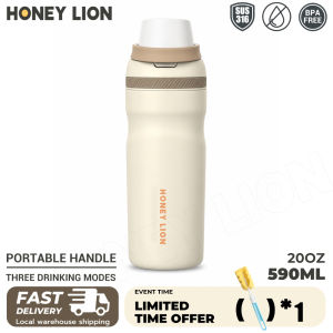 590ml 316 Steel Insulated Water Bottle 24H Cold 12H Hot Vacuum Tumbler Leakproof 3-Way Lid for Outdoor Sports Travel - HoneyLion