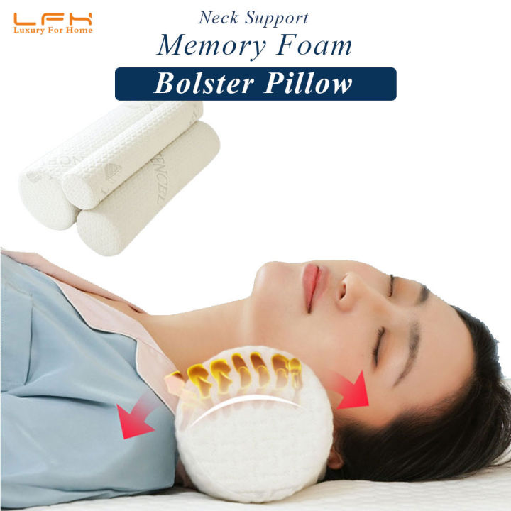 Cervical Neck Pillow Washable Cover Memory Foam Cylinder Pillows for
