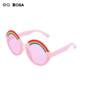 OQ BOGA 5 Styles Cute Children Rainbow Frame Round Lens Kids Sunglasses Eye Protection Sun Glasses UV400