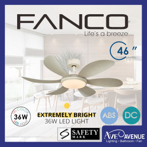 Fanco Co-Fan GIRASOL 46 Inch DC Motor Ceiling Fan with 3 Tone 36W LED Light Kit and Remote Control