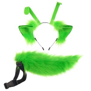 TI9P Handmade Cat Ears Headband Plush Furry Animal Tail Costume Fashion Beast Tail Kitten Ear Accessories Halloween Party