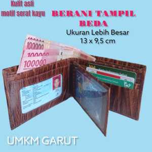 Dompet kulit sapi motip serat kayu model standrd ukuran standard