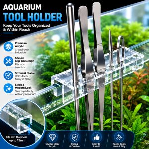 SG READY STOCK Aquarium Plant Tools Storage Rack Acrylic Fish Tank Water Grass Cleaning Tool Holder for Tweezer Scraper