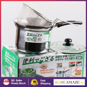 [HomeAmaze]Japanese Style Stainless Steel Noodle Pot 18cm Soup Pot with Strainer Cookware