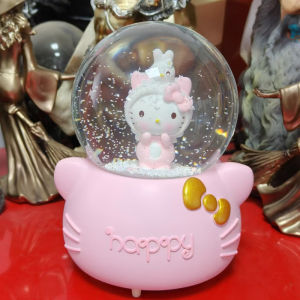 Sanrio Hello Kitty Animation Peripherals Snow Music Box Crystal Ball Desktop Model Ornaments Children Birthday Gifts