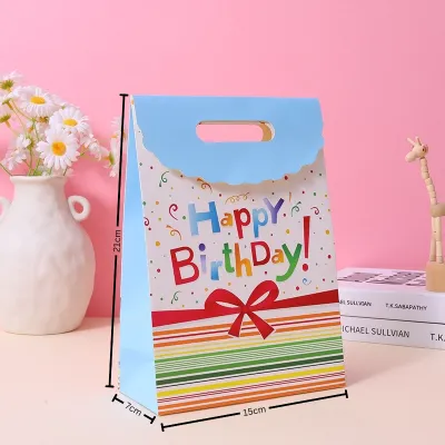 Beg Kertas Hadiah Harijadi Comel Beg Cenderahati Kanak Kanak Untuk Pesta Dan Majlis 15cm*7cm*21cm Birthday Gift Bag Exquisite Portable Gift Bag Packaging Bag Paper Bag 生日礼物袋ins风精美手提礼品袋儿童回礼袋伴手礼袋包装袋纸袋子 H193