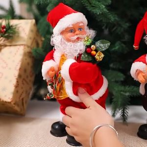 Mishilei Santa Claus Climbing Bead Rope Battery Operated Electric Climbing Ladder Doll with Music Xmas Decor Toy