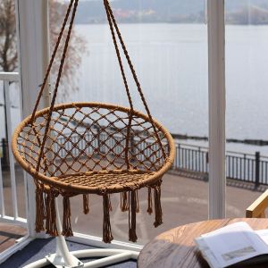 Hammock Adult and Kids Round Duyan Nordic Rope Tassel Basket swing indoor and outdoor Seat