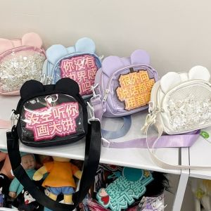 EIJINGY ซิป กระเป๋าอิตาบัคขนาดเล็ก ไนลอน แบบเกาหลี กระเป๋าสะพาย ลำลอง ฮาราจูกุ กระเป๋าสะพายข้างโปร่งใส กระเป๋าใส่ของเล็ก