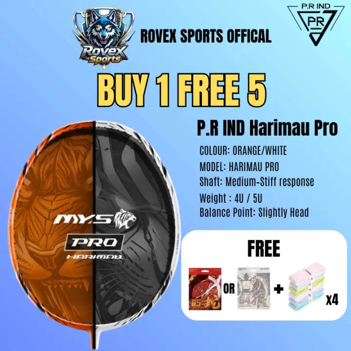 【P.R IND】HARIMAU PRO 4U/5U BUY 1 FREE 5 1*SNAKE/WOLF STRING 4*GRIPS