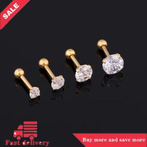 [COD] 1 Piece 4 Prong Rhinestone Ear Studs Earrings For Women Men Tragus Cartilage Standard Lobe Piercing Jewelry Gift