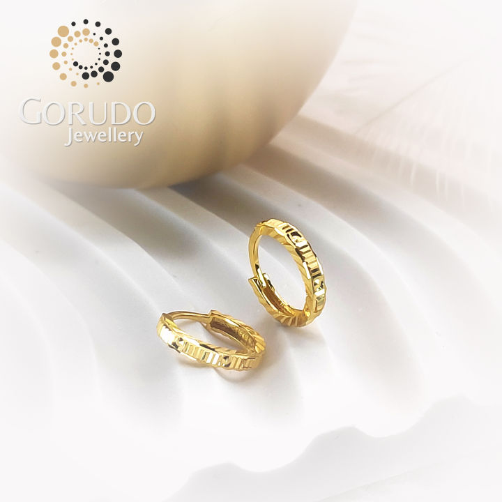 Gorudo Jewellery 750/18K Yellow Gold Line-Cut Hoop Earring - LCH ...