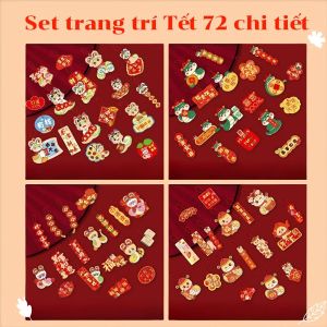 Set trang trí tết set decor tết dây treo tết ất tỵ trang trí decor cầu may mắn tài lộc 72 phụ kiện - Happy Home 4U