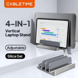 CABLETIME Vertical Laptop Stand Aluminum Notebook Stand For MacBook Air Pro iPad HP Dell Phone Dual Laptop Tablet Hold2026