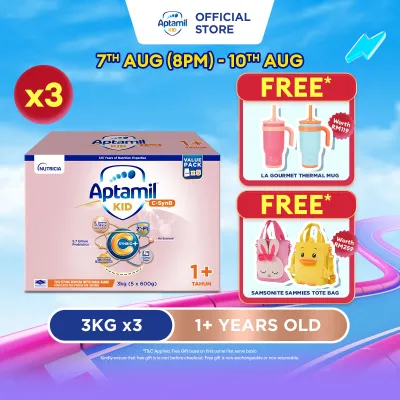 Aptamil KID C-SynB Growing Up Formula - 1+ Years 3KG X 3 (Susu Milk Powder 奶粉)