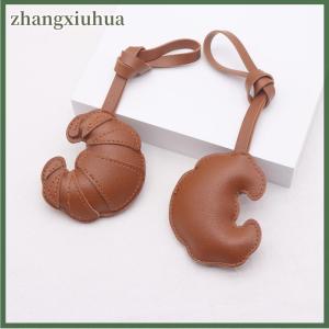 zhangxiuhua Handmade Croissant Real Charm KeyChain Kawaii Animal Bag Backpack Charms Couple Friend Jewelry Gift