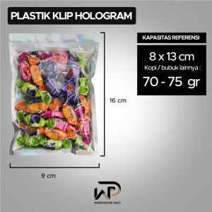 ( 10 Pcs )  Plastik Klip Hologram Flat | Ziplock Hologram Foil | Plastik Klip Kemasan Hologram