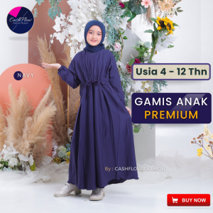Gamis Muslim Anak Perempuan Murah Terbaru Lebaran Umur Usia 4 5 6 7 8 9 10 11 12 Tahun Warna Navy