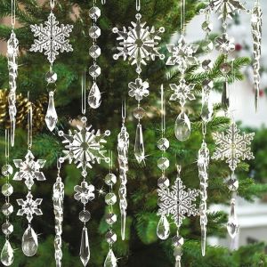 COUPLECOL 18pcs Teardrop Shape Christmas Tree Decor Clear Acrylic Sparkling Christmas Hanging Shiny DIY Icicle Decorations Pendant Christmas Trees