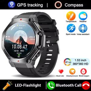2025 New Smart Watch Men With LED Lighting GPS Track Compass Sports Fitness Tracker Watch IP67 Waterproof Bluetooth Call SmartWatch Women