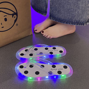 Free Shipping Autumn Outdoor LED Light-Up Flip-Flops For Women 2026 Fashion Polka Dot Thick-Soled Sandals