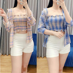 PRETTY STYLES - REALPICT! Fashion Set Wanita SET EMILY Fashion Kekinian Atasan Wanita Set Blazer Fashion Set Kemeja Wanita Kemeja Motif Kotak Cantik