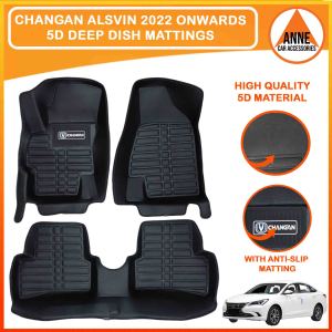 5D Black Deep Dish for Changan CS35 Plus 2023 Onwards / Alsvin / CS55 CS55 Plus 2022 Onwards Model High Quality OEM Deep Dish Matting 2 Rows Anne Car Accessories Accessory Floor Liner XD