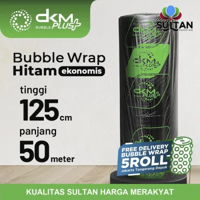 Plastik Bubble Wrap 125cm x 50m Hitam Ekonomis Bubblewrap DKM PLUS PER ROLL