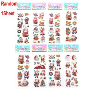 2/5Sheets 3D Merry Christmas Bubble Stickers Cartoon Santa Claus Stickers DIY Envelopes Stickers Scrapbooks to Decorate Childrens Gifts