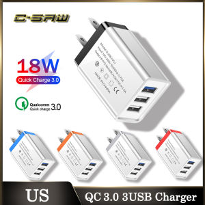 C-SAW 18W Multifunction USB Quick Charge US Standard Plug Travel Power Adapter Fast Charging QC3.0 Mobile Phone Wall Charger For Huawei OPPO VIVO iPhone Samsung Xiaomi Redmi