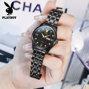 PLAYBOY watch for women elegant small dial fashion dual calendar luminous diamond dial women wathes