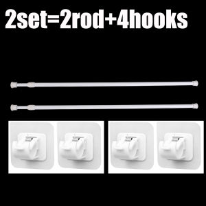 10Pcs Curtain Rod Shelf Bracket Nail-Free Adjustable Holders Nail-Free Curtain Clamp Rods Clips Hook Adjustable Punch-free Telescopic Rod with Hook Curtain Rod Holder Household Self Adhesive Wall Hooks