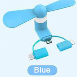 3 IN 1 MINI USB FAN WITH MICRO USB TYPE C AND LIGHTNING CONNECTOR