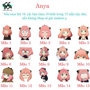 Spy x Family - Set 10/15 Sticker Anya/Anya Forger hình dán chibi anime tráng trí laptop vali điện thoại...siêu đẹp chống nước chống xước