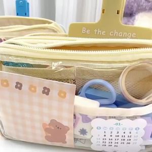 4 Styles Kawaii Pencil Cases PVC Transparent Large Capacity Pencil Bag Pouch Holder for Girls Office Student Stationery Organizer School Supplies kids stationery gifts