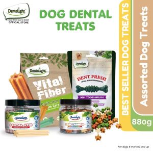 Dentalight Dog Dental Treats Best Seller Fresh Breath Assorted Bundle