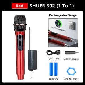 UHF Wireless Microphone System 2 Dual Handheld Mic Set Work Range 50m/168FT Karaoka KTV Home Theater Cordless Mike Power Audio