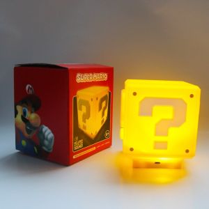 Super Mario Lamp Table USB Charging LED Question Mark Mario Night Light Children Bedroom Household Cube Table Lamp Gift