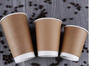 Ly giấy 2 lớp Kraft 8oz - 280ml Set 25-100 cái kèm nắp