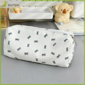 【SHZTGM】 กระเป๋าดินสอผ้าใบผูกโบว์ลายการ์ตูนอาหารผลไม้กระเป๋าเก็บของโรงเรียนอุปกรณ์เครื่องเขียนนักเรียนกระเป๋าเก็บอุปกรณ์ออกแบบให้ทันสมัย