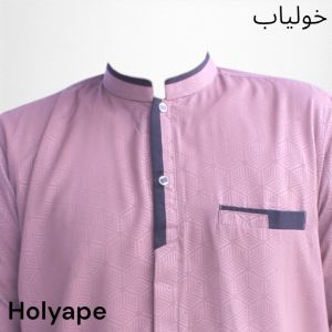 Holyape Kemeja Koko Basic Medium Jumbo Lengan Pendek Embossed seri Qahira Salem Peach
