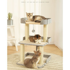Cat Tree House Cat Condo Climbing Pole Cat Bed Cat Playground Scratches 3 Tier [Unassembled][SG Stock]