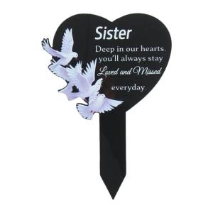 Weatherproof Heart Memorials Plaque Custom Engraved Acrylic Keepsakes For Dad Mom Outdoor Grave Decoration Sympathy Gift